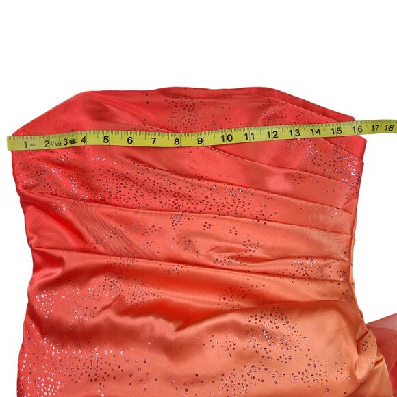 Y2K Prom Dress 7 8 Strapless Glitter Orange Jump Apparel - Picture 4 of 5